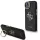 Guess PU 4G Metal Logo Apple iPhone 13 hátlap tok kitámasztható kamera peremmel, fekete-arany