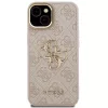 Guess PU 4G Metal Logo Apple iPhone 15 hátlap tok kitámasztható kamera peremmel, rózsaszín-arany