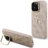 Guess PU 4G Metal Logo Apple iPhone 15 Pro hátlap tok kitámasztható kamera peremmel, rózsaszín-arany