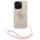 Guess PU 4G Metal Logo Strap Apple iPhone 15 Pro Max hátlap tok korall színű karpánttal, rózsaszín-arany