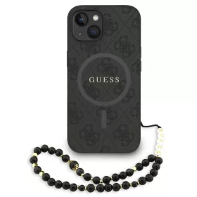   Guess PU Leather 4G Colored Ring Strap Apple iPhone 13 MagSafe tok fekete színű karpánttal, fekete