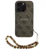 Guess PU Leather 4G Colored Ring Strap Apple iPhone 16 Pro Max MagSafe tok barna színű karpánttal, barna-arany