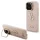 Guess PU Grained 4G Logo Stand Camera Frame iPhone 15 Pro hátlap tok kitámasztóval, rózsaszín