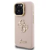 Guess PU Grained 4G Logo Stand Camera Frame iPhone 15 Pro hátlap tok kitámasztóval, rózsaszín
