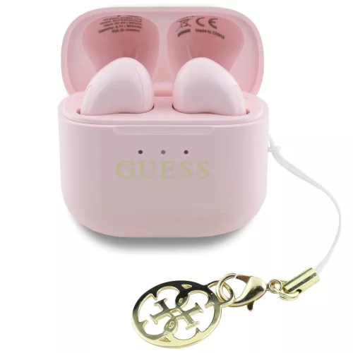 Guess Classic Logo Charm TWS vezeték nélküli fülhallgató, rózsaszín
