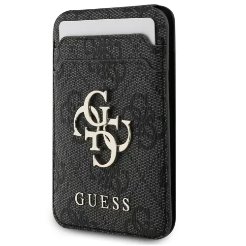 Guess 4G Metal Logo MagSafe kompatibilis kitámasztható kártyatartó, fekete