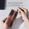 Nillkin Aoge Samsung Galaxy Z Fold 7 bőr mágneses oldalra nyíló tok, S Pen tartóval, barna
