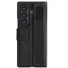 Nillkin Aoge Samsung Galaxy Z Fold 7 bőr mágneses oldalra nyíló tok, S Pen tartóval, fekete