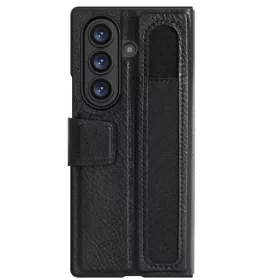   Nillkin Aoge Samsung Galaxy Z Fold 7 bőr mágneses oldalra nyíló tok, S Pen tartóval, fekete