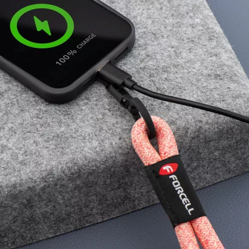 Forcell F-Design R10X40 csuklóra akasztható telefontartó / csuklópánt, állítható hossz max. 20cm, rózsaszín-fehér