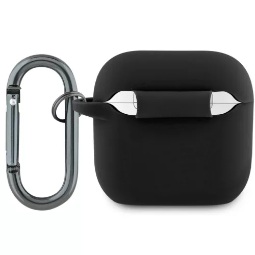 Lacoste Liquid Silicone Croc Logo AirPods 4 szilikon tok karabinerrel, fekete