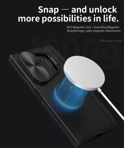 Nillkin CamShield Prop Samsung Galaxy Z Fold 7 mágneses tok kameravédelemmel, kitámasztóval, S-pen tartóval, fekete