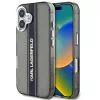 Karl Lagerfeld IML Stripe Logo iPhone 16 tok kameravédő peremmel, fekete