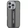 Karl Lagerfeld IML Stripe Logo iPhone 16 Pro tok kameravédő peremmel, fekete