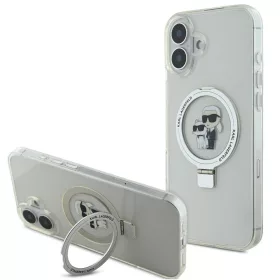  Karl Lagerfeld Ringstand Karl and Choupette iPhone 16 MagSafe tok kitámasztóval, fehér