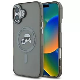   Karl Lagerfeld IML K&CH Heads Metal Frame iPhone 16 MagSafe tok kameravédő peremmel, fekete