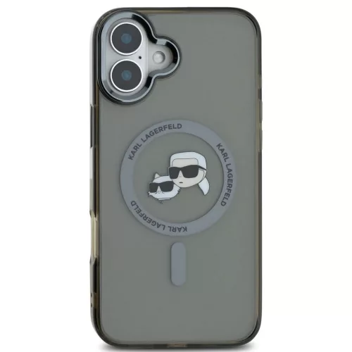Karl Lagerfeld IML K&CH Heads Metal Frame iPhone 16 MagSafe tok kameravédő peremmel, fekete