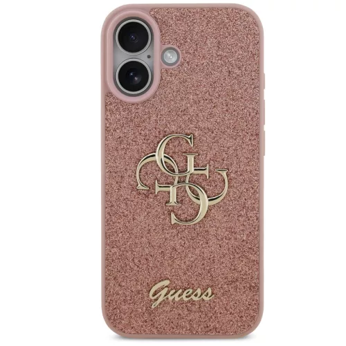 Guess PU Fixed Glitter 4G Metal Logo Apple iPhone 17 hátlap tok, rózsaszín