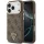 Guess PU Leather 4G Triangle Logo Gold Frame Apple iPhone 17 Pro MagSafe hátlap tok, barna