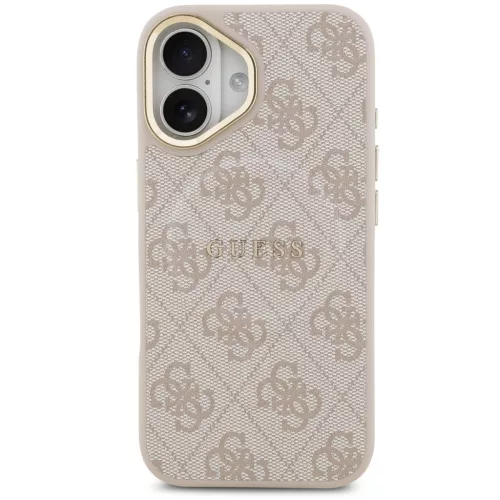 Guess PU Leather 4G Gold Frame Apple iPhone 17 MagSafe hátlap tok, rózsaszín