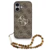 Guess PU 4G Metal Logo Strap Apple iPhone 17 hátlap tok karpánttal, barna