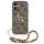 Guess PU 4G Metal Logo Strap Apple iPhone 17 hátlap tok karpánttal, barna