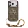 Guess PU 4G Metal Logo Strap Apple iPhone 17 Pro hátlap tok karpánttal, barna