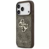 Guess PU 4G Metal Logo Strap Apple iPhone 17 Pro hátlap tok karpánttal, barna