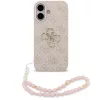 Guess PU 4G Metal Logo Strap Apple iPhone 17 hátlap tok karpánttal, rózsaszín