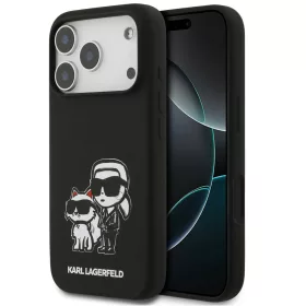   Karl Lagerfeld Liquid Silicone K&CH Sketch Apple iPhone 17 Pro MagSafe kompatibilis hátlap tok, fekete