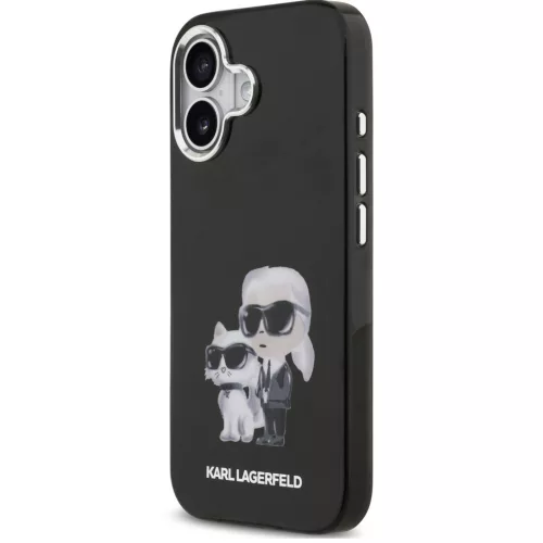 Karl Lagerfeld IML Aquarelle Karl and Choupette Apple iPhone 17 hátlap tok, fekete