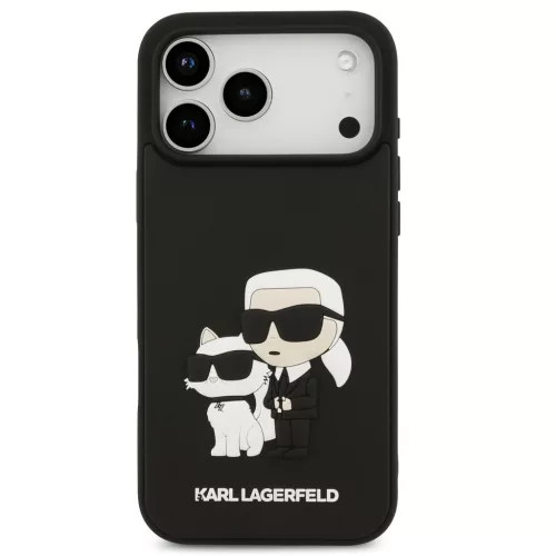 Karl Lagerfeld 3D Rubber Karl and Choupette Apple iPhone 17 Pro Max hátlap tok, fekete