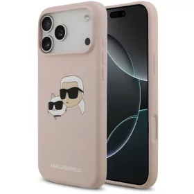   Karl Lagerfeld Silicone Double Heads Print Apple iPhone 17 Pro Max MagSafe kompatibilis hátlap tok, rózsaszín