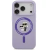 Karl Lagerfeld Liquid Silicone Karl and Choupette MagSafe iPhone 17 Pro hátlap tok, lila