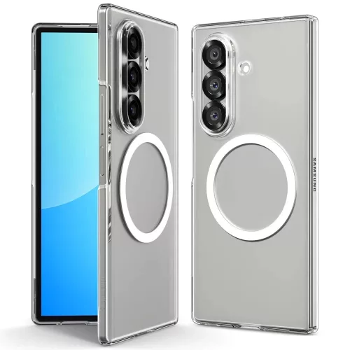 Spigen Airskin Mag Samsung Galaxy Z Fold 7 tok, MagSafe, Crystal Clear, átlátszó-fehér