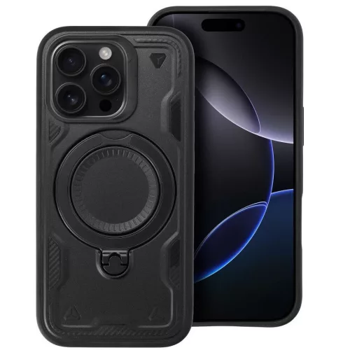 Frost Armor Apple iPhone 17 Pro Max starabíró tok kitámasztóható gyűrűvel, fekete