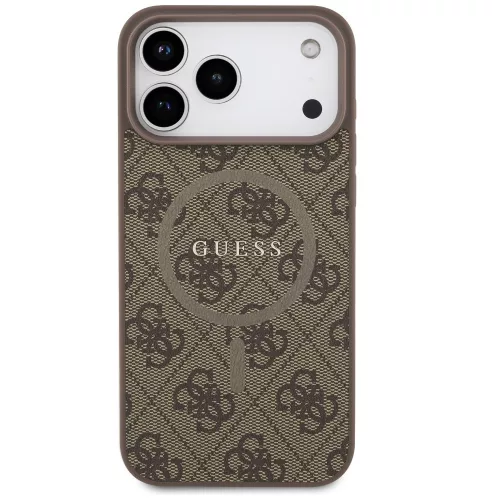 Guess 4G Ring Classic Logo Apple iPhone 17 Pro Max MagSafe hátlap tok, barna