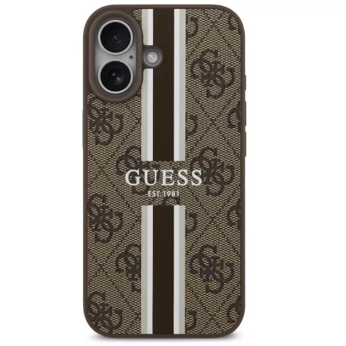 Guess 4G Printed Stripes Apple iPhone 17 MagSafe hátlap tok, barna