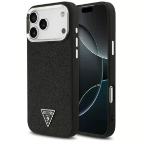   Guess Glitter Triangle Logo Apple iPhone 17 Pro Max MagSafe hátlap tok, fekete-ezüst