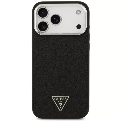 Guess Glitter Triangle Logo Apple iPhone 17 Pro Max MagSafe hátlap tok, fekete-ezüst