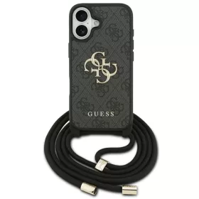   Guess 4G Big Logo Cord Stap Apple iPhone 17 hátlap tok vállpánttal, fekete