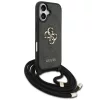 Guess 4G Big Logo Cord Stap Apple iPhone 17 hátlap tok vállpánttal, fekete