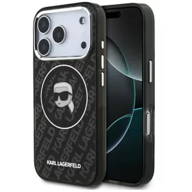   Karl Lagerfeld IML Karl Head Logo iPhone 17 Pro MagSafe kompatibilis hátlap tok, fekete