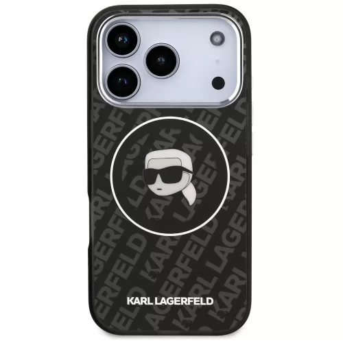 Karl Lagerfeld IML Karl Head Logo iPhone 17 Pro MagSafe kompatibilis hátlap tok, fekete