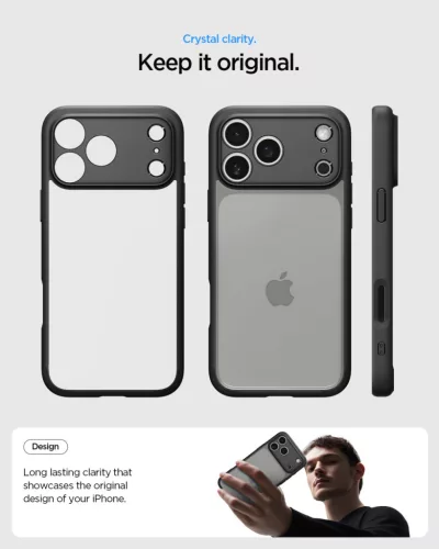 Spigen Ultra Hybrid Apple iPhone 17 Pro tok, Matte Black, fekete