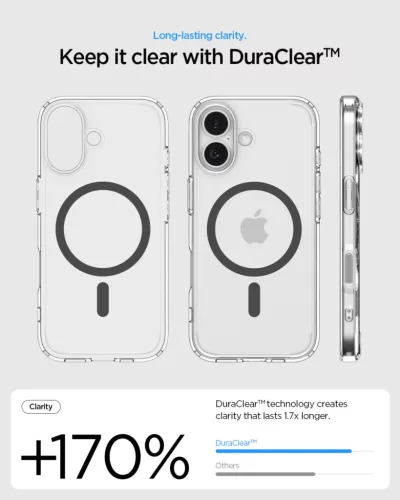Spigen Ultra Hybrid Magfit Apple iPhone 17 tok, MagSafe, Clear Graphite, szürke