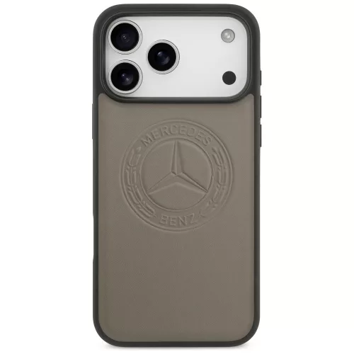 Mercedes Leather Vintage Logo Apple iPhone 17 Pro MagSafe hátlap tok, bézs