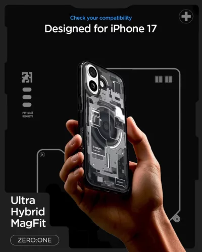 Spigen Ultra Hybrid MagFit Apple iPhone 17 tok, MagSafe, Zero One, fekete
