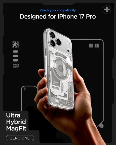 Spigen Ultra Hybrid MagFit Apple iPhone 17 Pro tok, MagSafe, Zero One, Natural Titanium