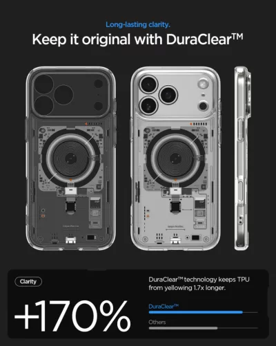 Spigen Ultra Hybrid MagFit Apple iPhone 17 Pro tok, MagSafe, Neo One, átlátszó